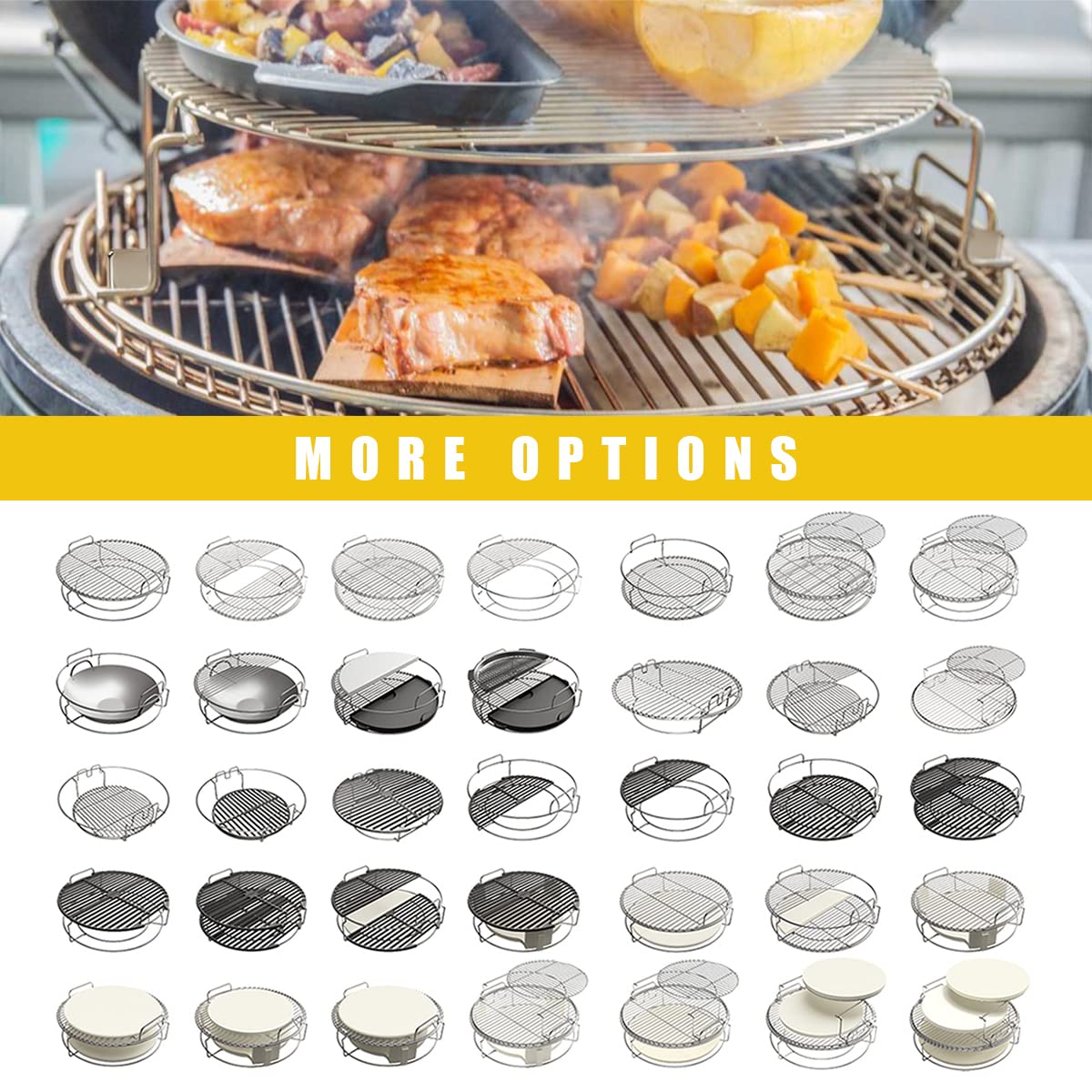 Burly Grill stainless half grid close-up showing durable 304 finish