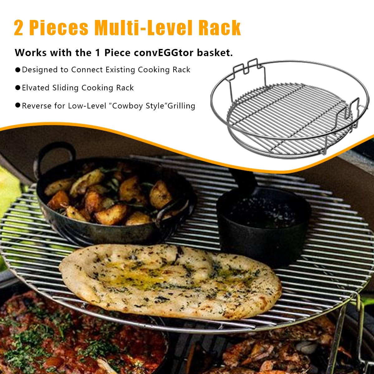 Burly Grill with lid open showing raised grid height for effortless access