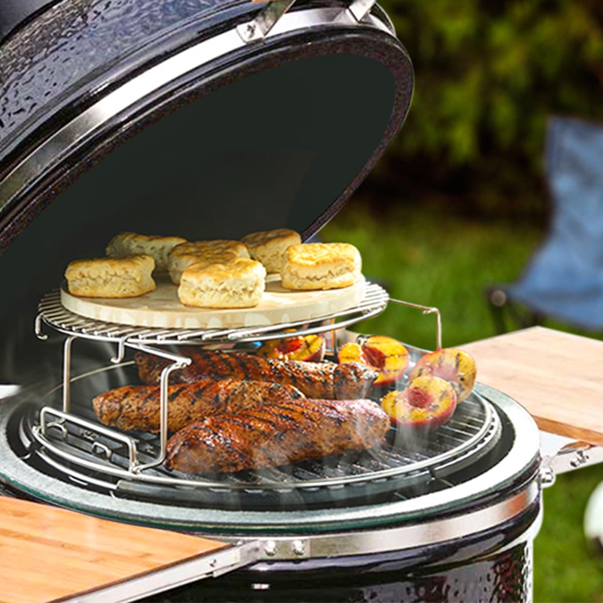 Burly Grill in backyard barbecue lifestyle scene enhancing cooking versatility
