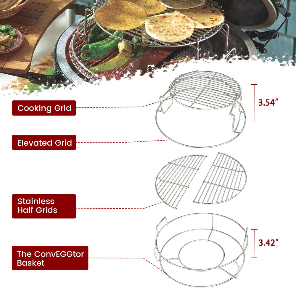 Burly Grill kit in use with multi-rack feast illustrating efficient multi-dish cooking