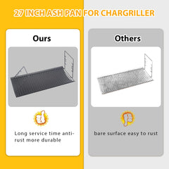 Burly Grill pan beside ruler showing 27x13¼ inches for accurate fit verification