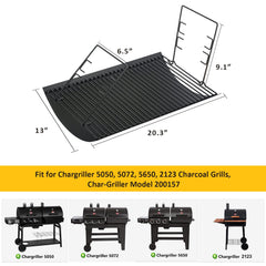 Burly Grill side profile showing 20 by 12.75 inch dimensions for correct fit