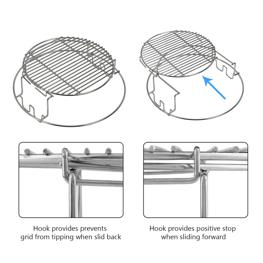 Burly Grill sliding top rack inserted showing easy-access benefit