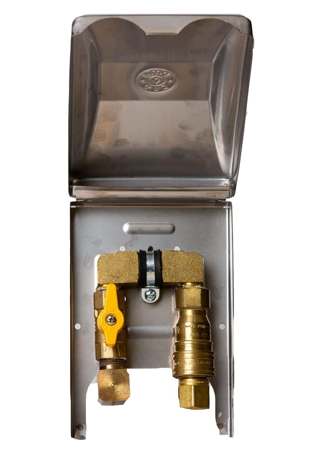 Burnaby gas outlet front view stainless steel housing hides pipes and cleans exterior