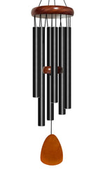 Bursvik front view black wind chimes enhancing patio ambiance