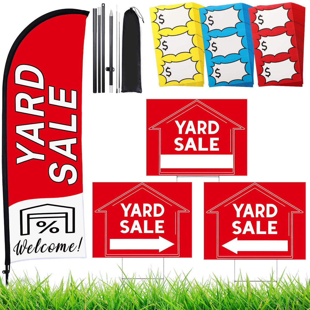 Buryeah 7ft feather flag front view for high-visibility curb appeal