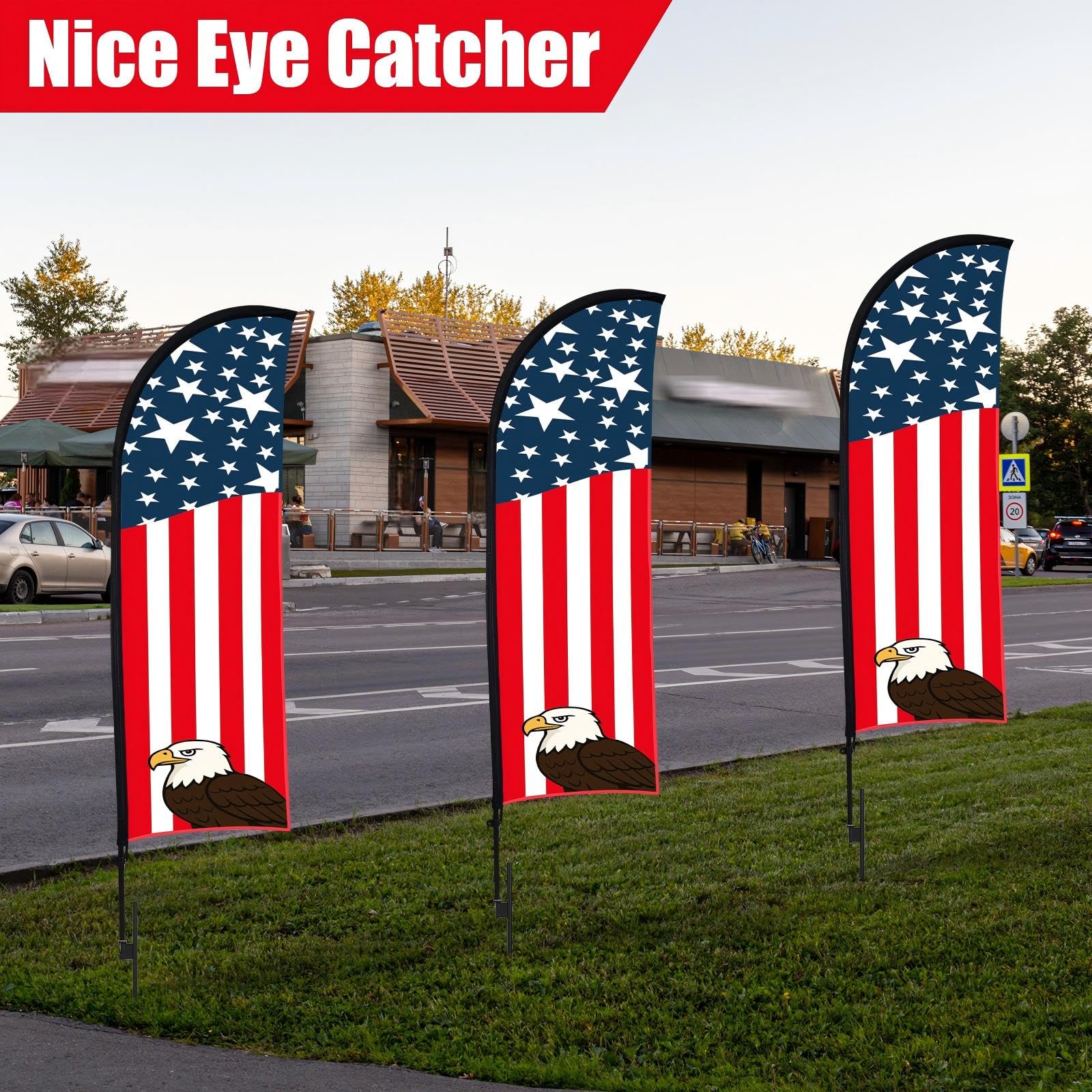 Buryeah carry bag packed with three flags and poles for compact transport and easy storage