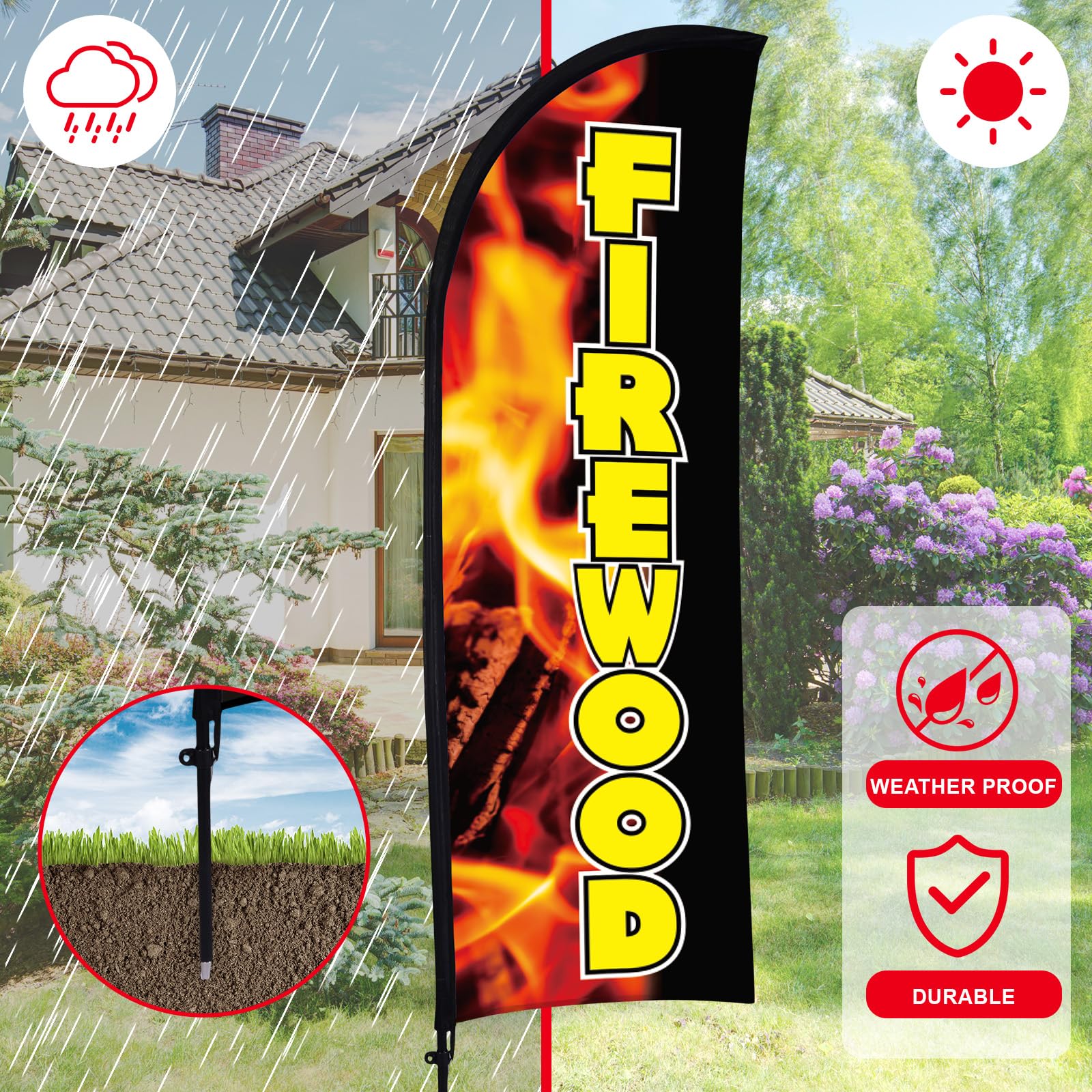 Buryeah compact carry bag holding poles and flags for easy transport