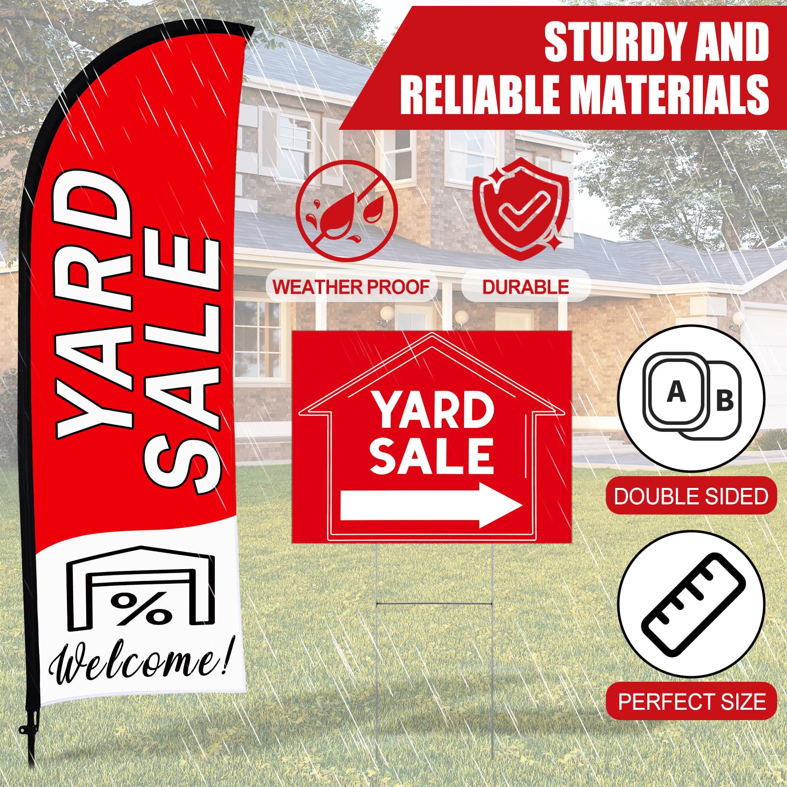 Buryeah flag and signs in yard showing improved sale visibility