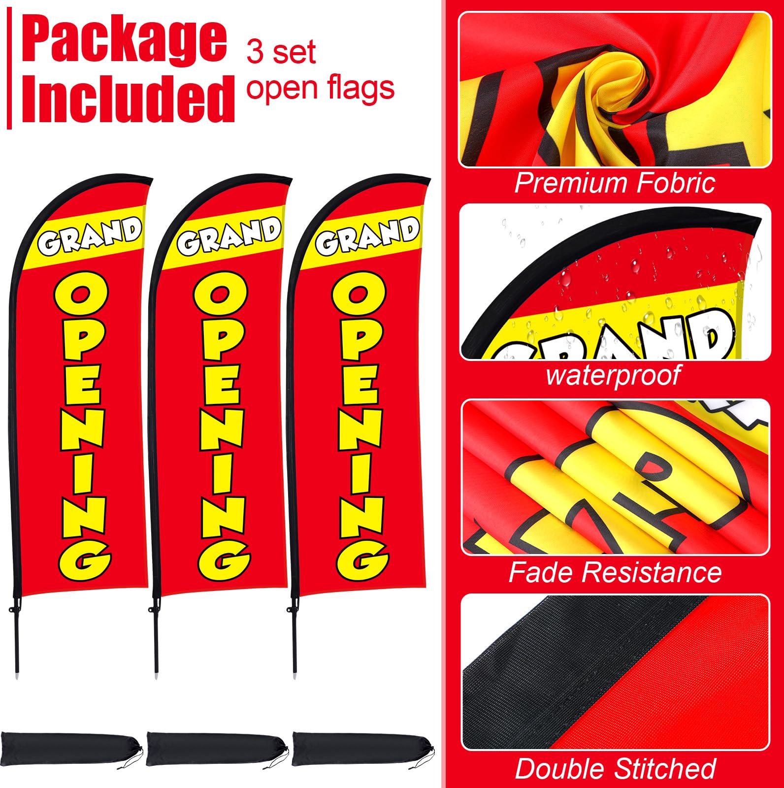 Buryeah drawstring bag with folded flags and poles for easy transport