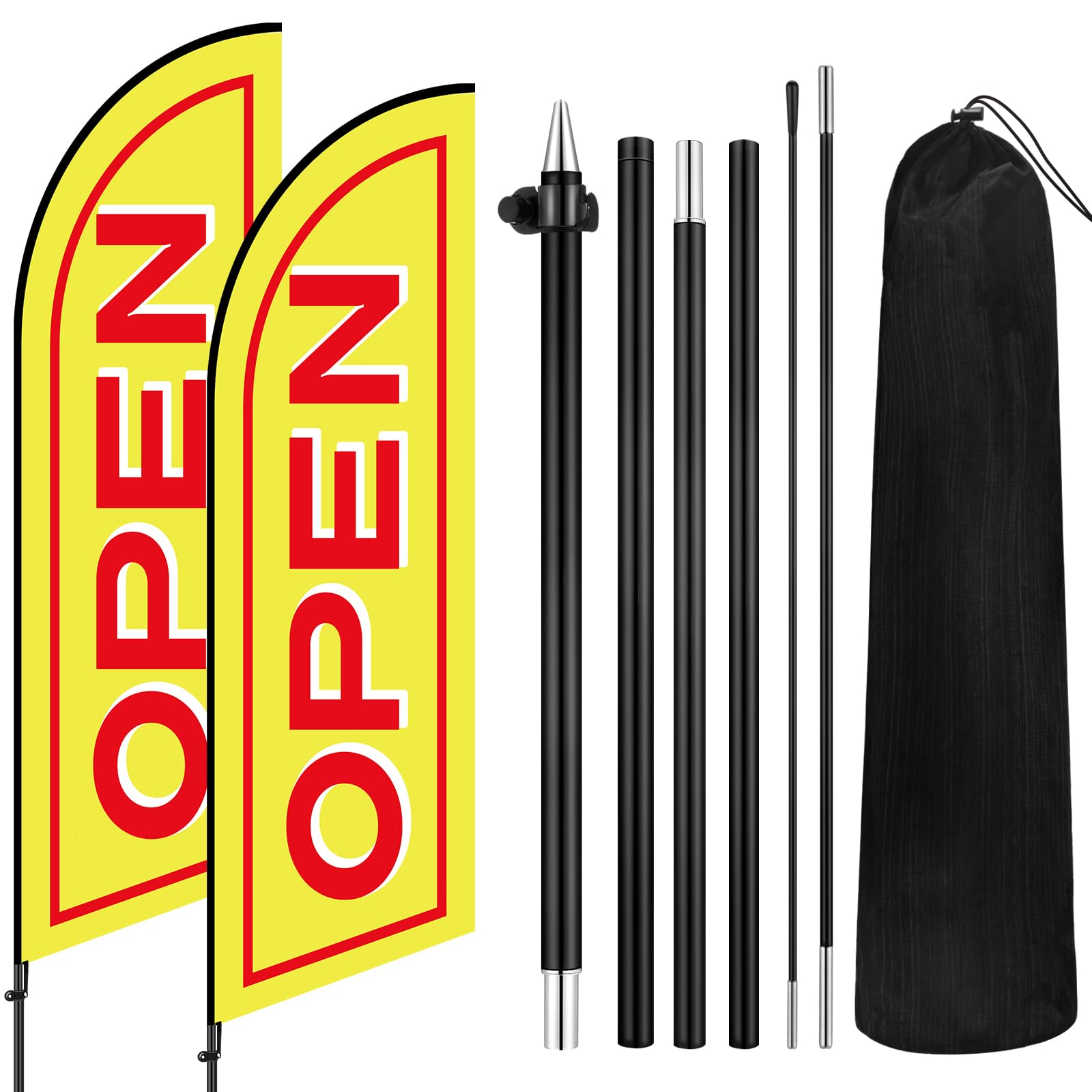 Buryeah front view of open feather flag showing high visibility benefit