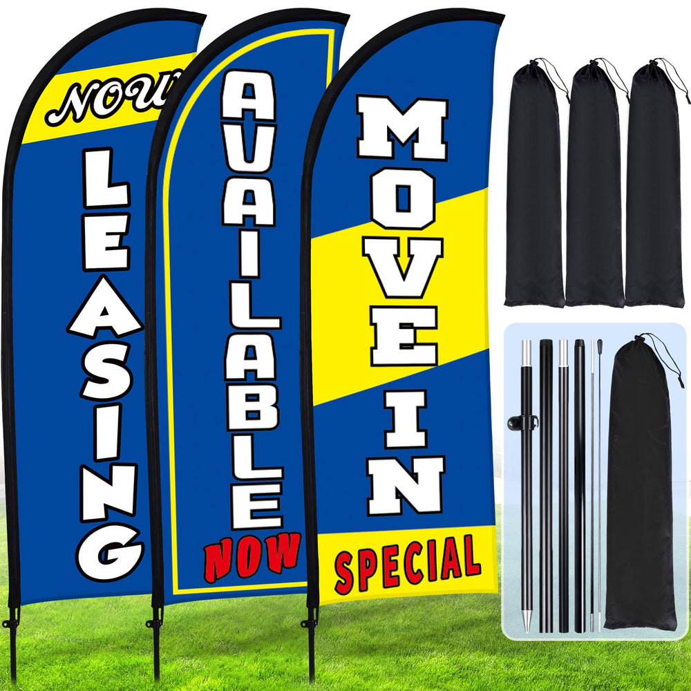 Buryeah flag front view showing clear leasing message and high visibility