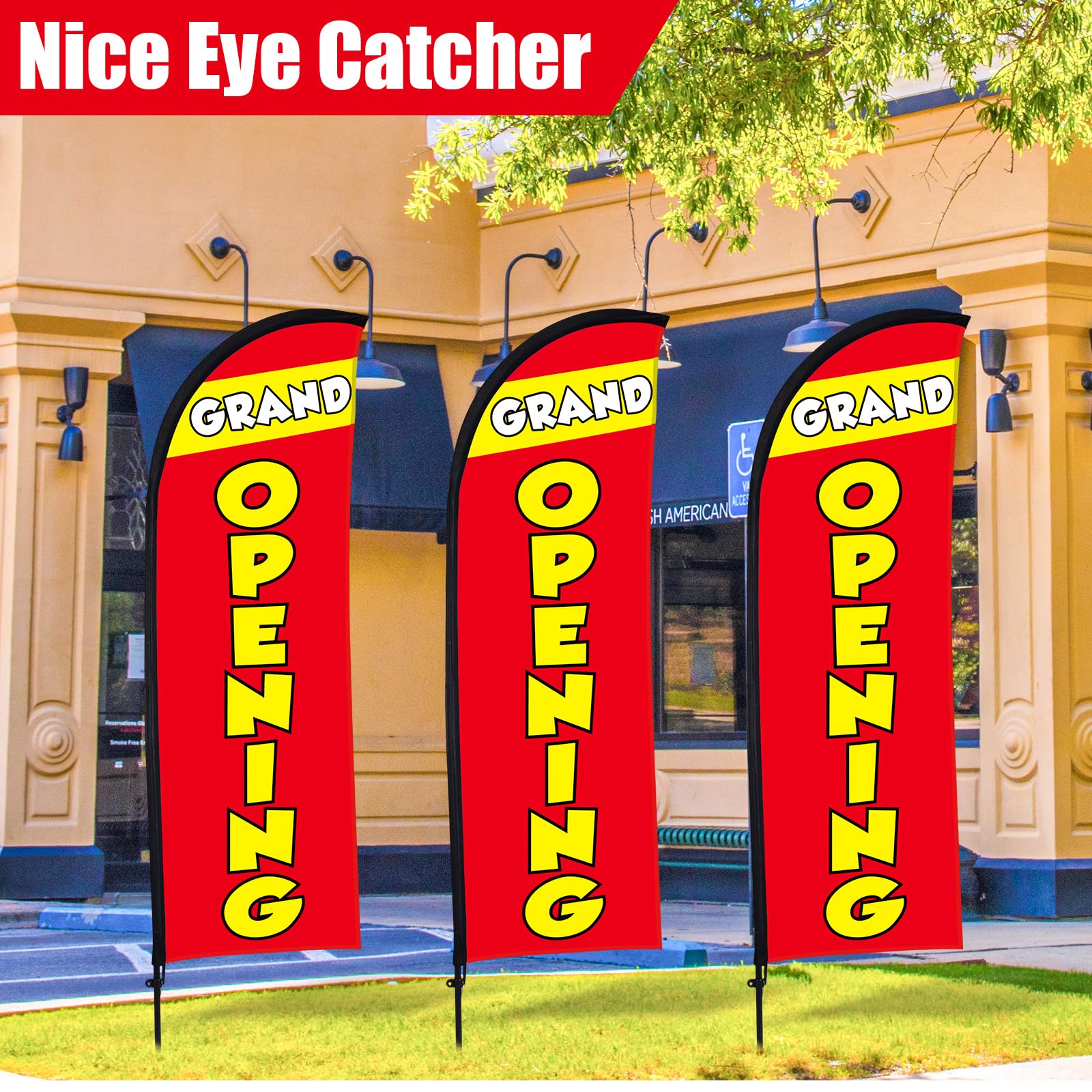 Buryeah metal ground stake installed securing flag for stable outdoor display