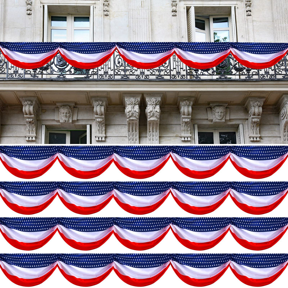 Buryeah front view of four bundled red white blue buntings showing full design and benefit