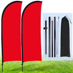 Buryeah front view solid red feather flag showing bold visibility