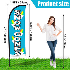 Buryeah snow cones flag full height on pole capturing attention outdoors
