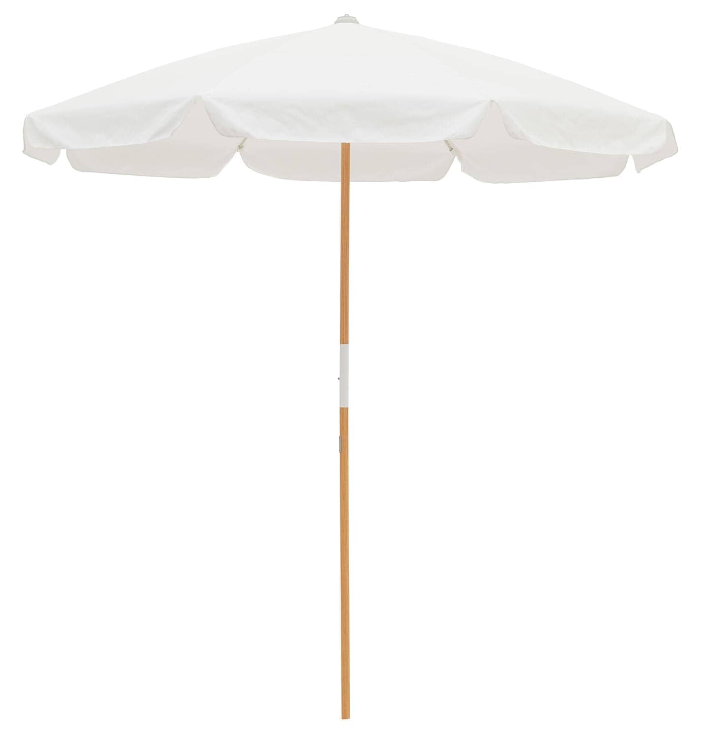 Business & Pleasure Co. umbrella front view showing antique white canopy and style benefit