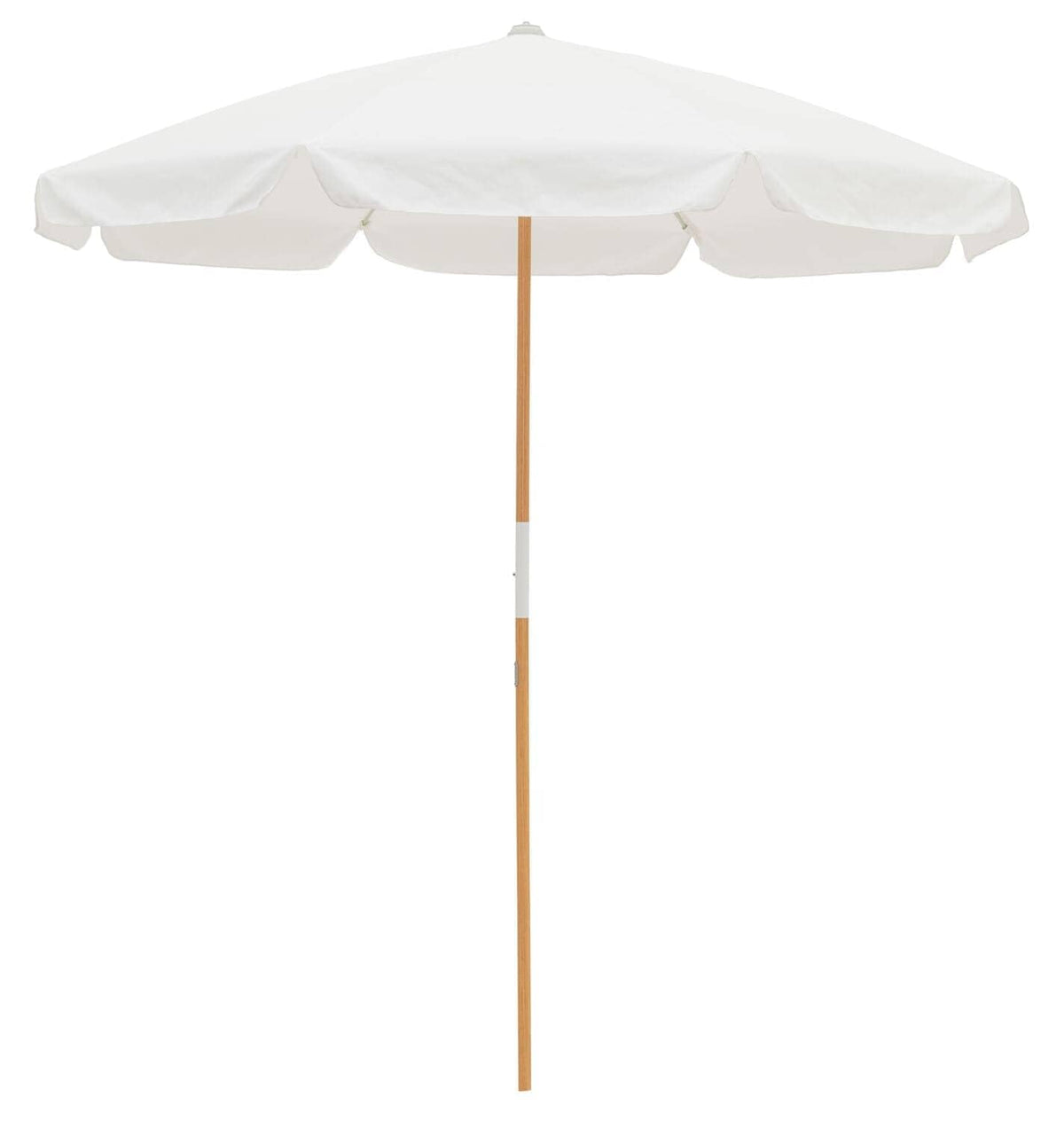 Business & Pleasure Co. umbrella front view showing antique white canopy and style benefit