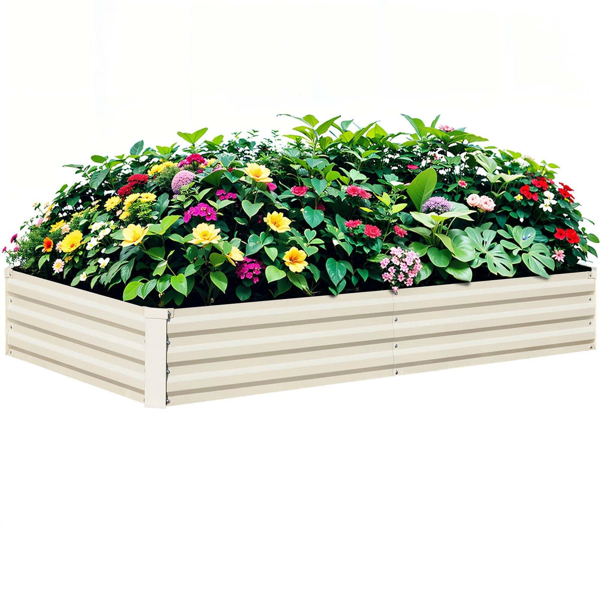 BUTUNITA front view of beige raised bed showing planting area and durability