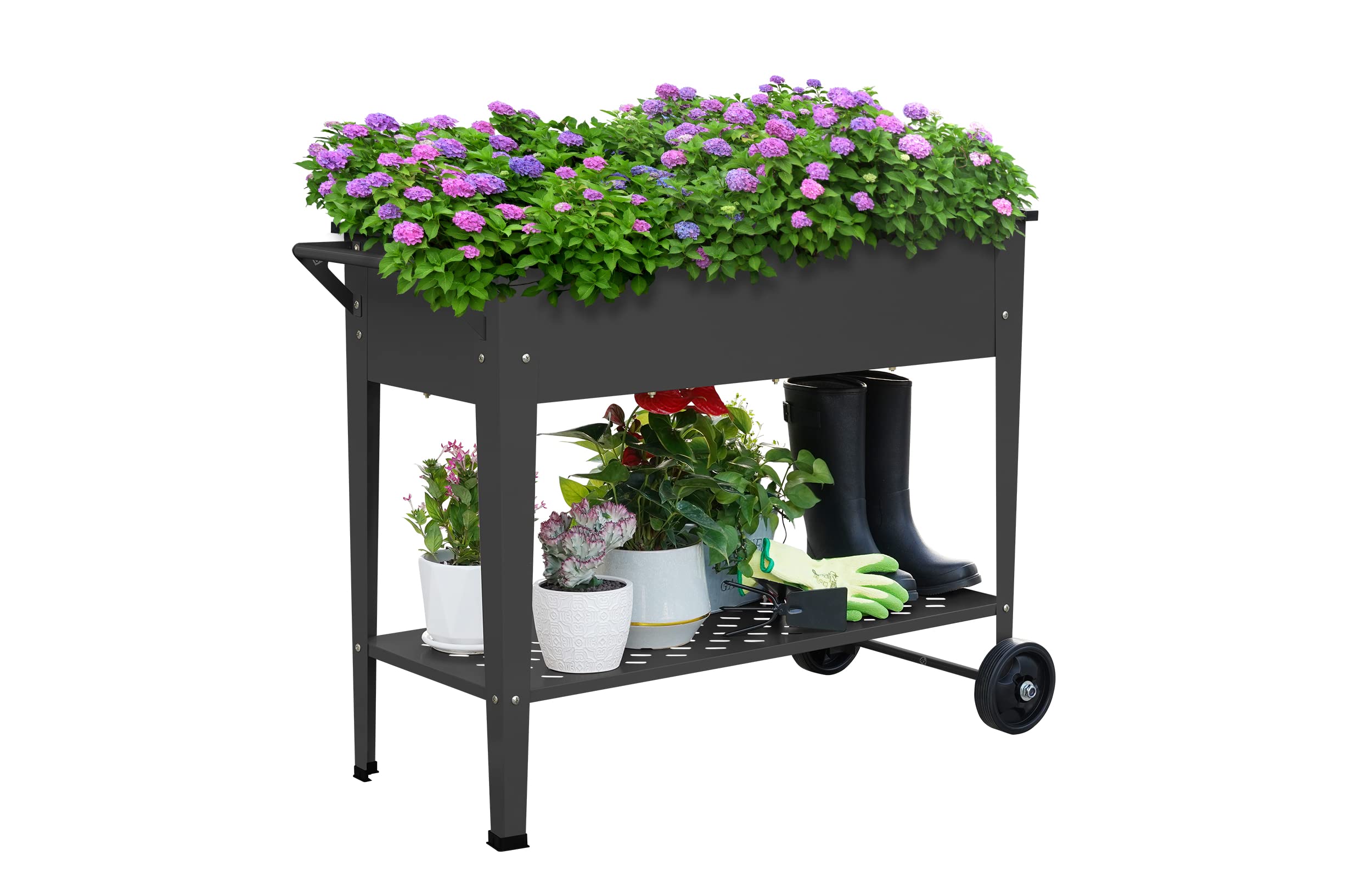 BUTUNITA front view of elevated planter showing ergonomic height and stability