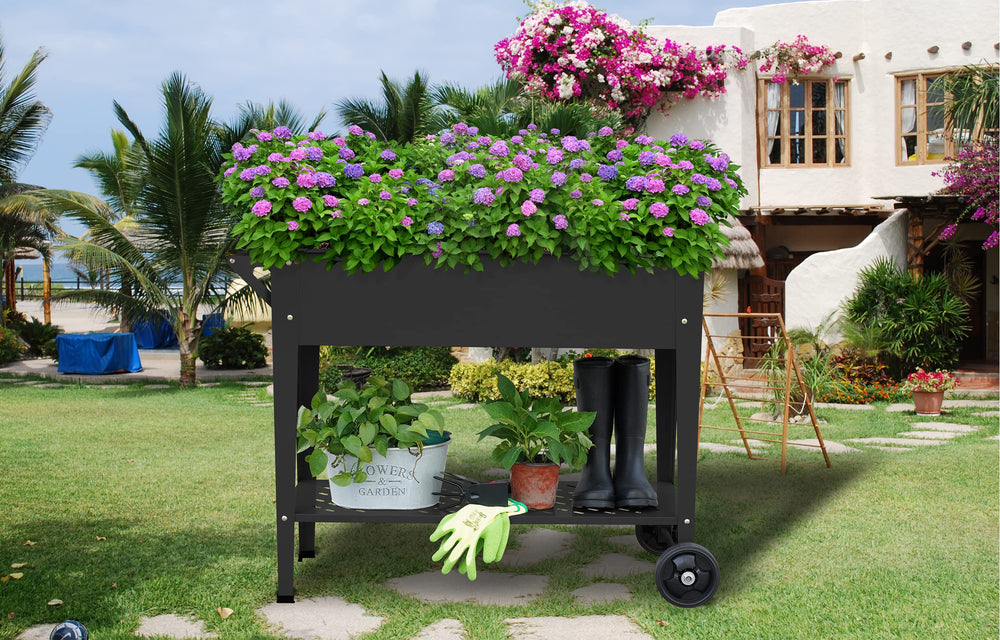 BUTUNITA lower storage shelf holding gardening tools for organized convenience