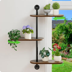 BUTUNITA front view of 3-tier shelf showing space-saving rotation and display benefit
