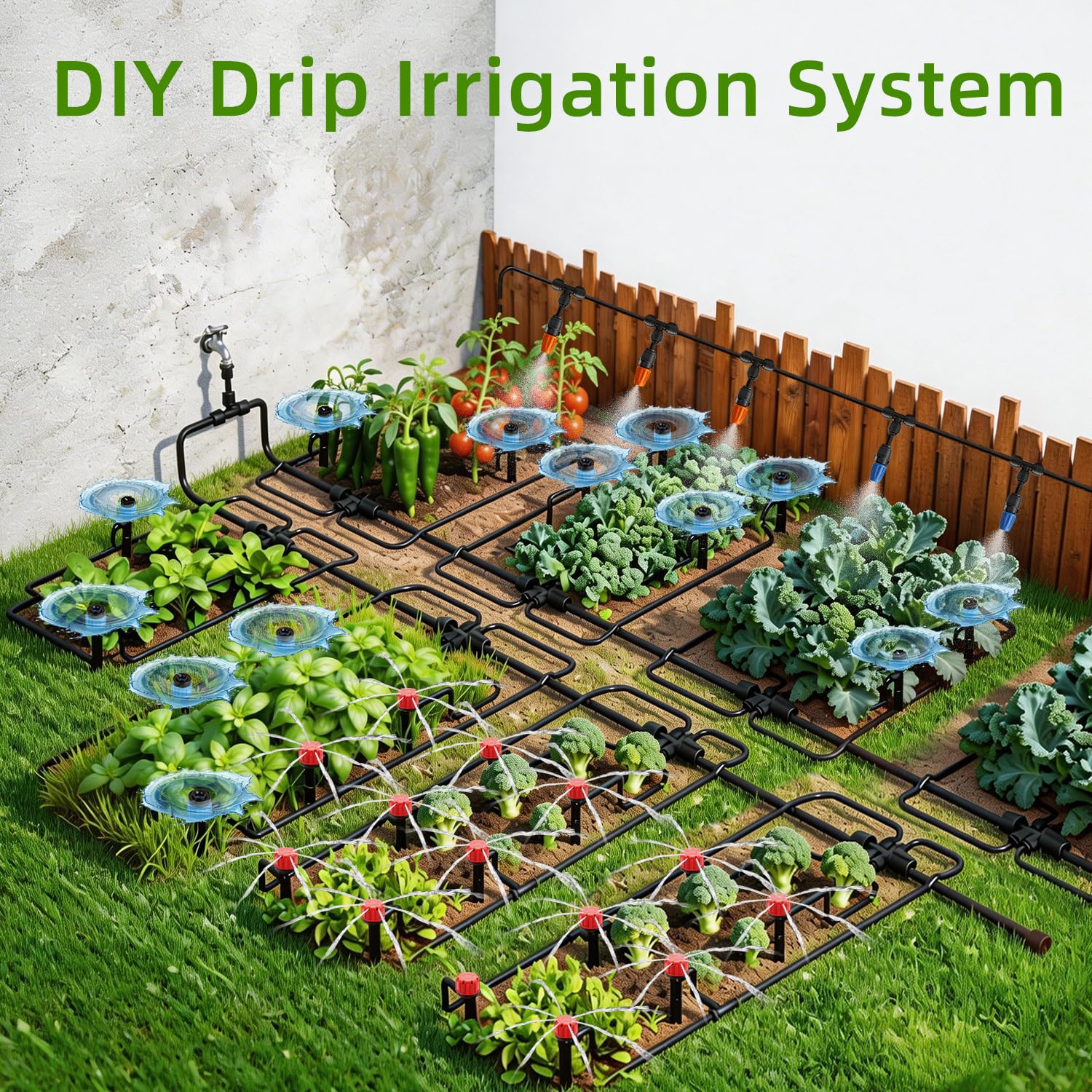 Buxxqmm system installed in vegetable bed improving root watering efficiency
