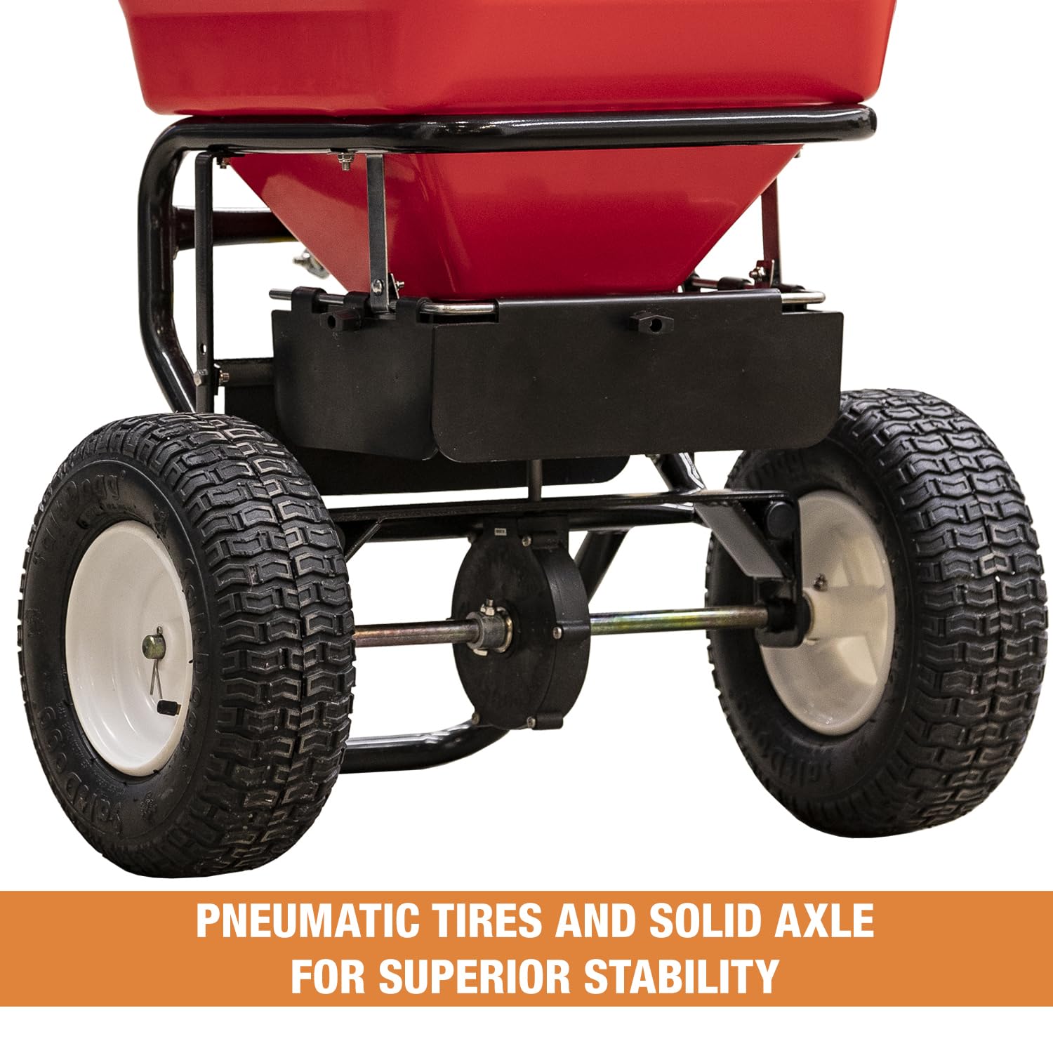 Buyers Products Company Grounds Keeper spreading seed on lawn benefit: consistent distribution in wet conditions