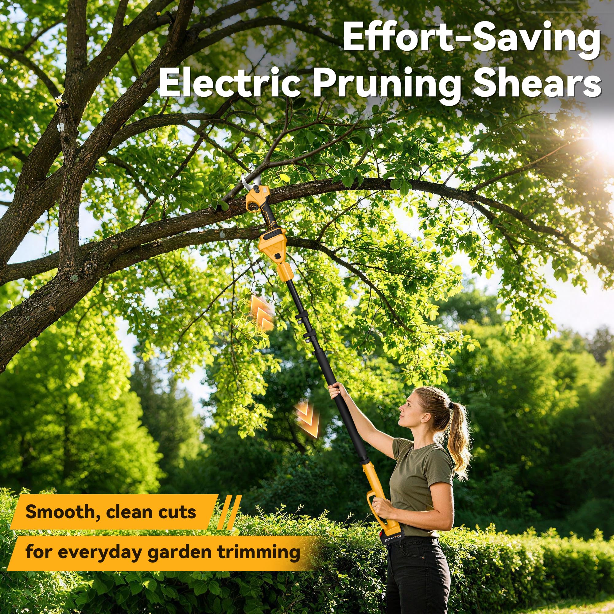 BuyJoy in use trimming a high branch demonstrating safer elevated cutting