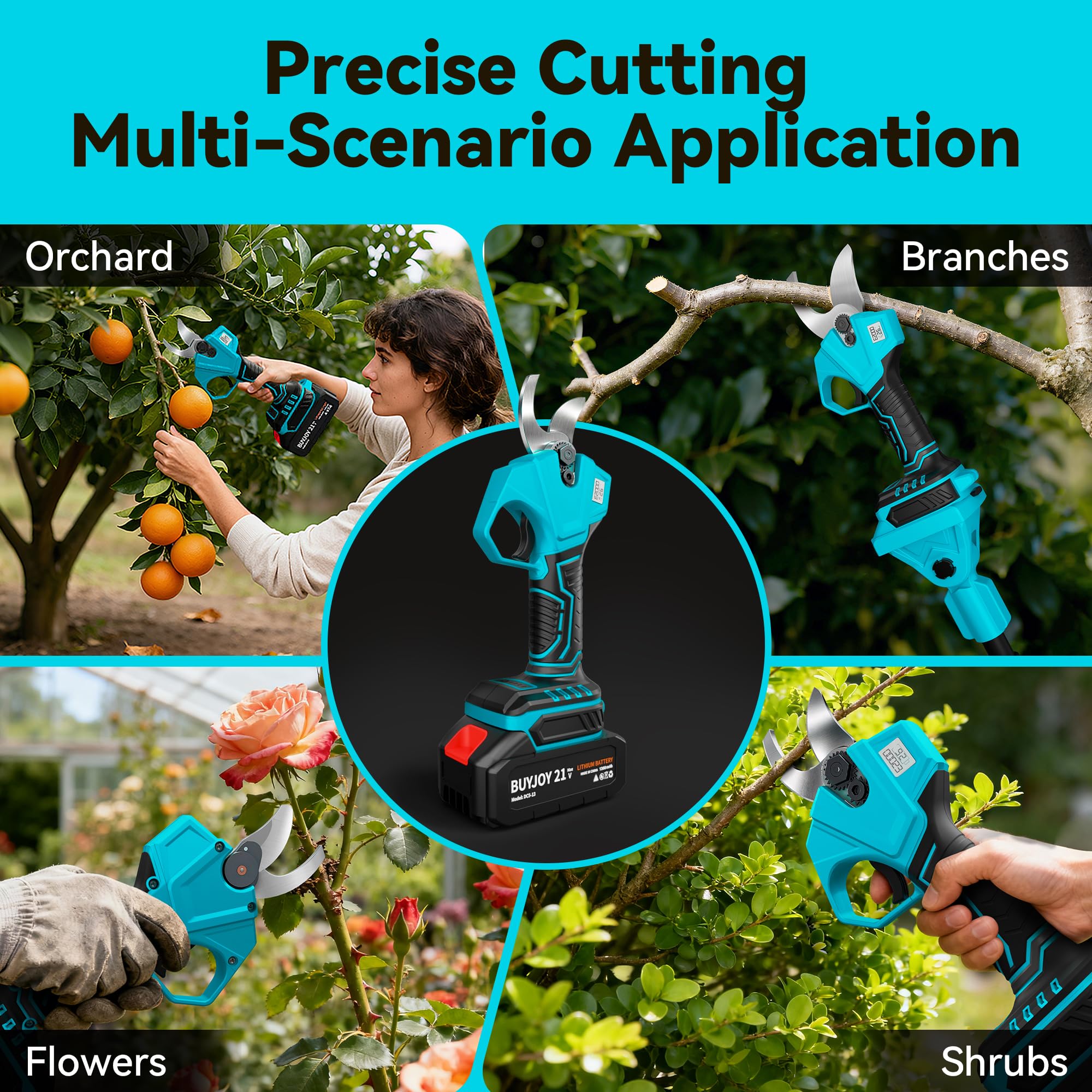 BuyJoy pruner next to ruler showing compact 2.1 lb weight and portability benefit