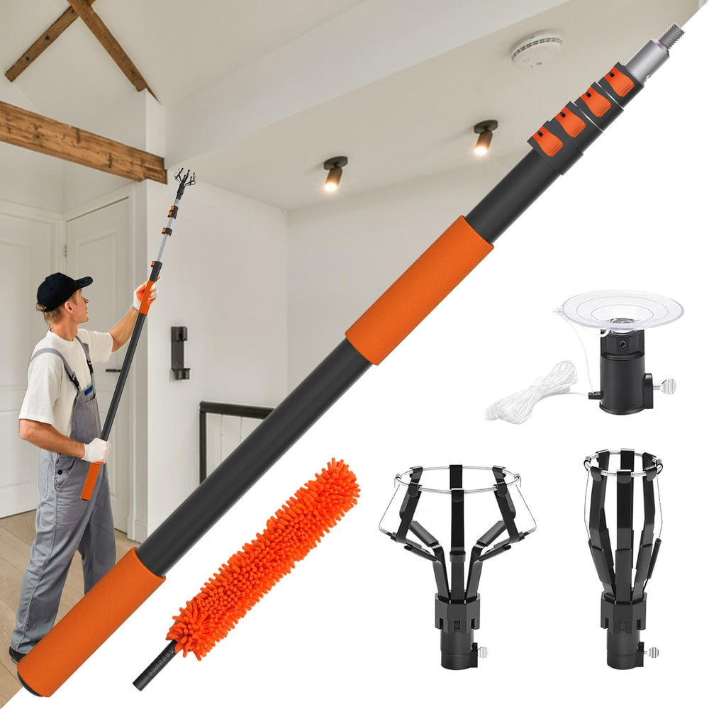 Buyplus front view of full pole kit showing attachments and reach benefit