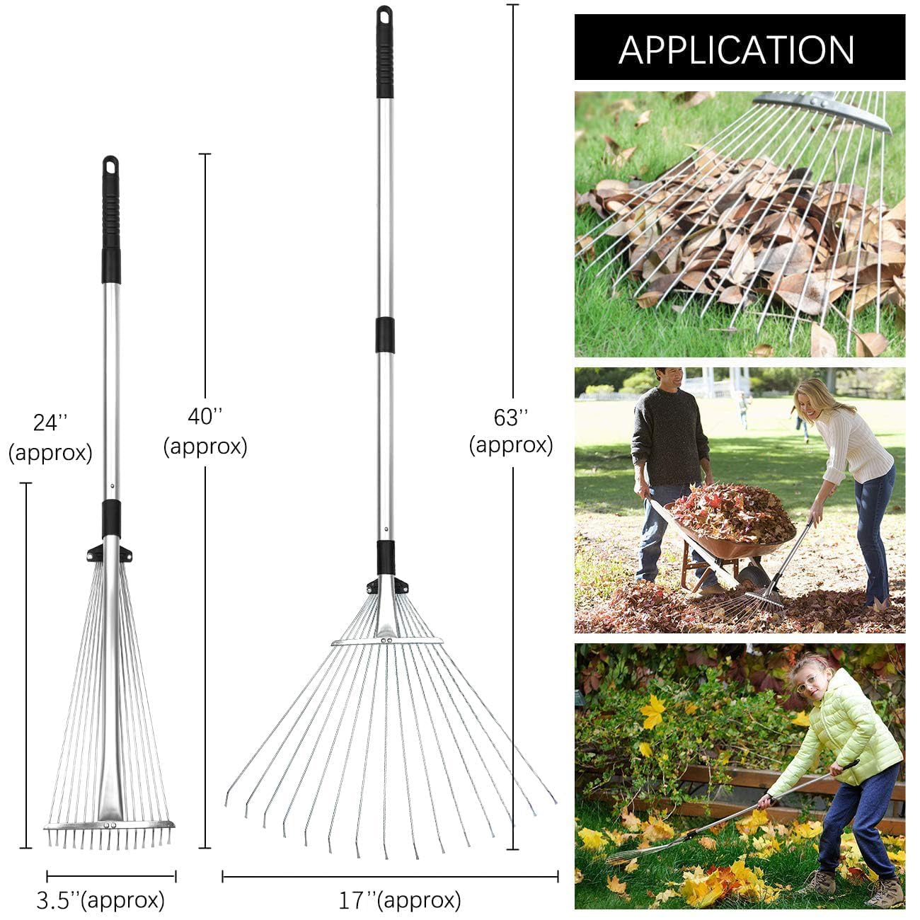 Buyplus rake in use cleaning flower bed with precise, gentle action