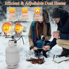 Buyplus close-up of dual heads showing adjustable 30° rotation for wider warmth