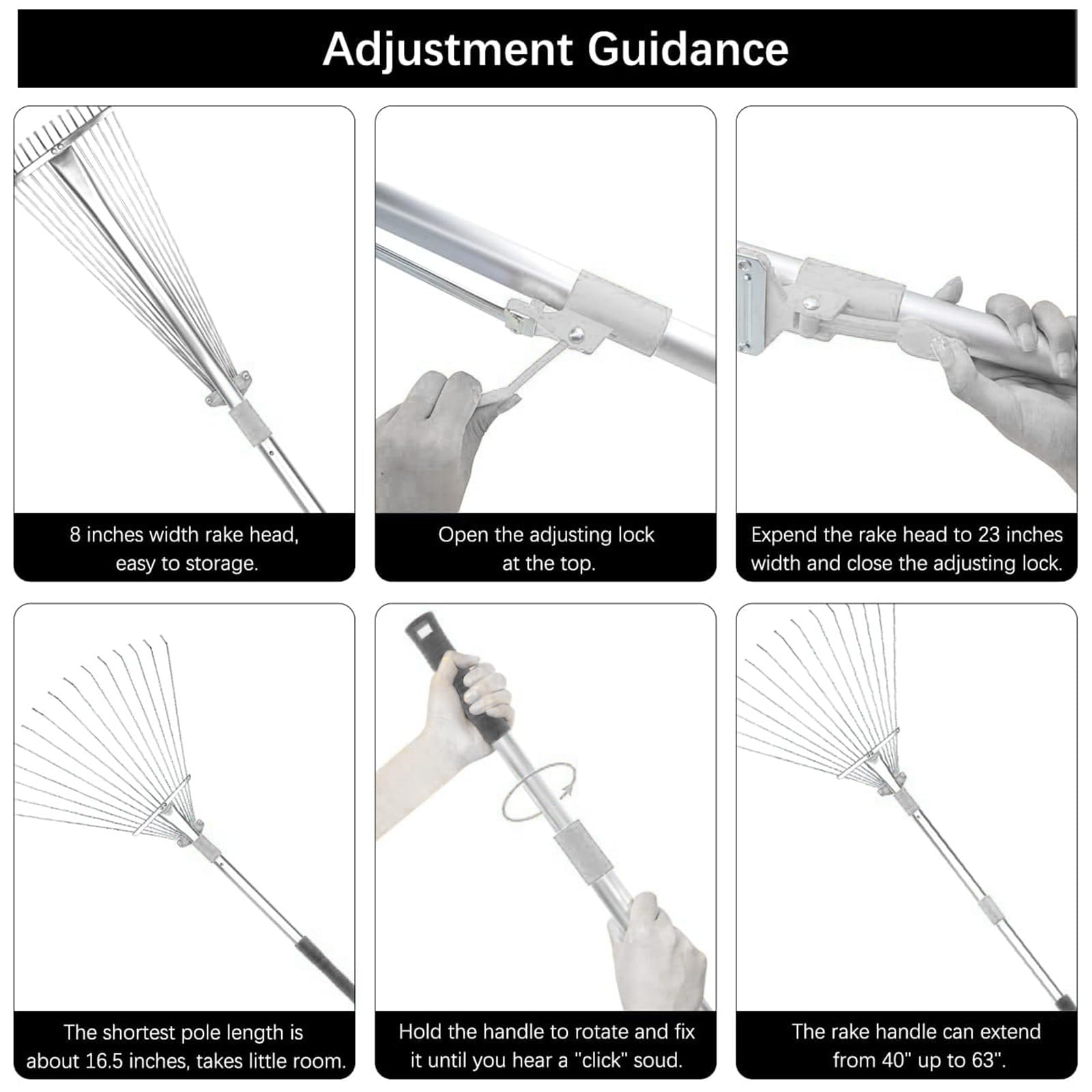 Buyplus rake with extended handle showing ergonomic reach advantage