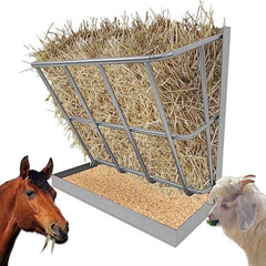 BUYYAH front view of hay feeder showing sturdy design and easy refill benefit
