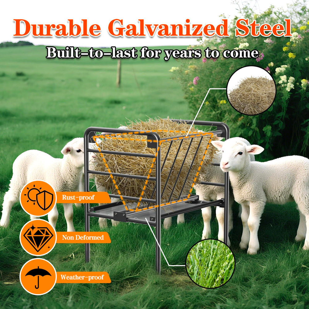 BUYYAH close-up of thickened nylon trough reducing hay waste