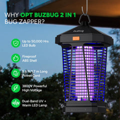 Buzbug MA-20 close-up of electric grid illustrating powerful 3800V pest elimination