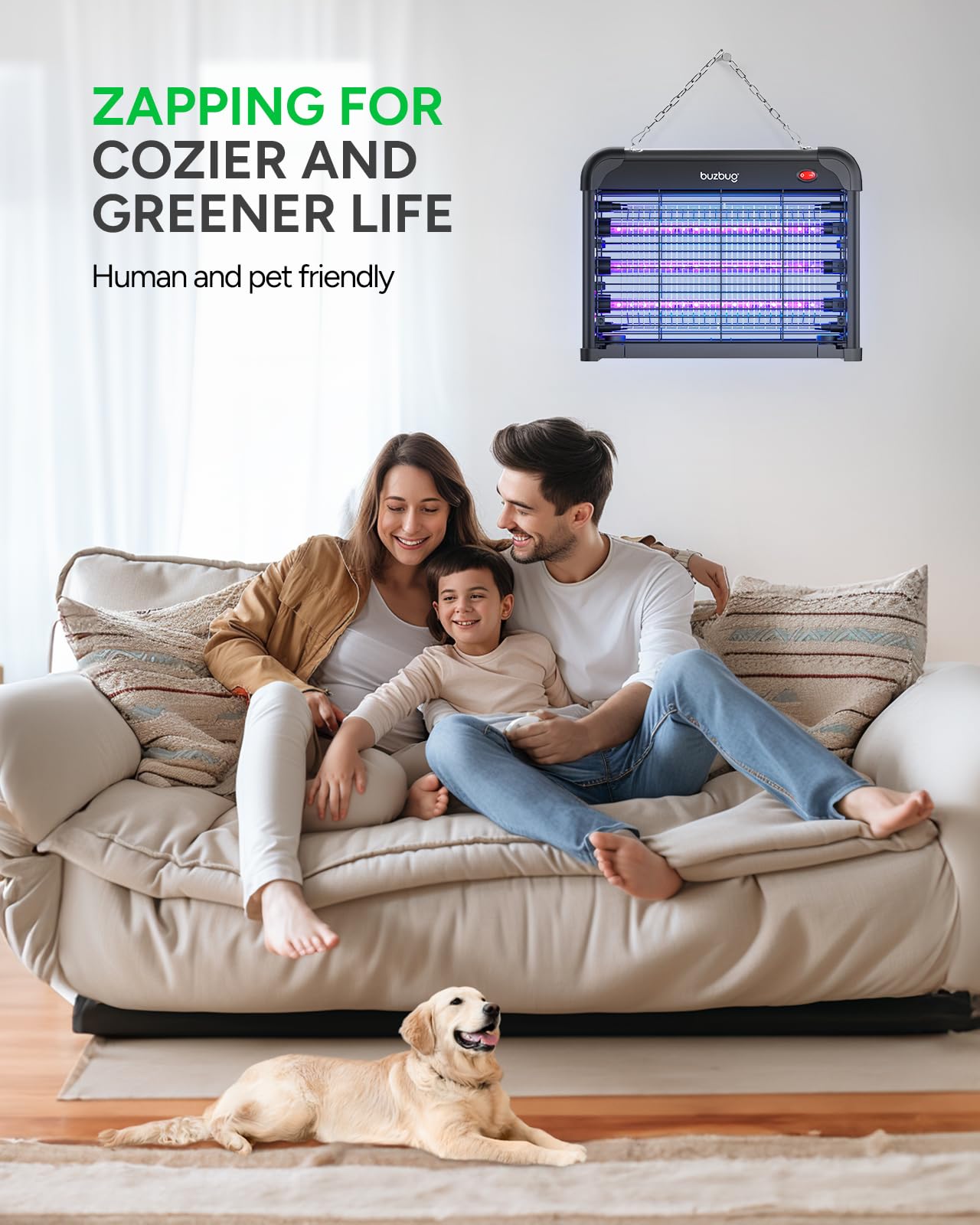 Buzbug held beside a hand to show compact scale and discreet profile