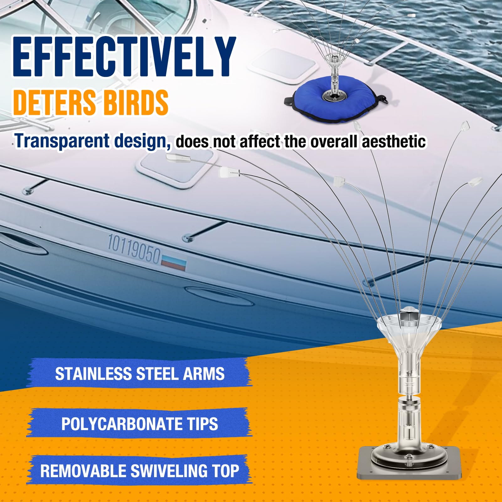 Buzzlett spinning in wind producing motion to discourage bird landings