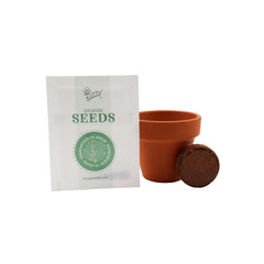 BUZZY seed packet and readable label showing Non‑GMO seeds and assurance