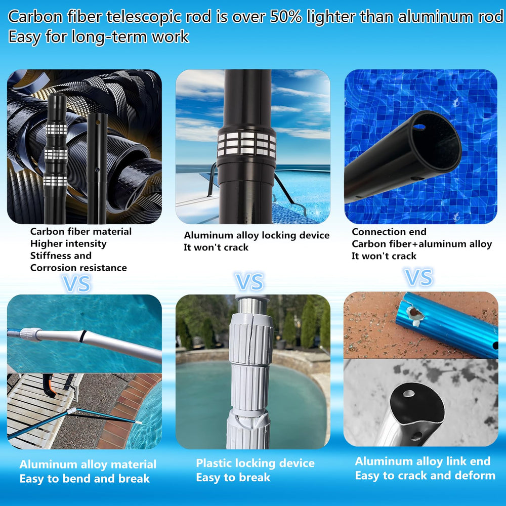 Bwrfoih fully extended pole reaching over pool showing extended reach benefit
