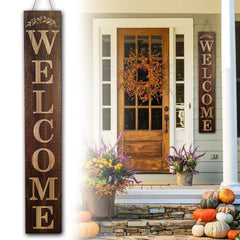 BXAIGR front view of full 47-inch welcome sign showing rustic charm and clear lettering benefit