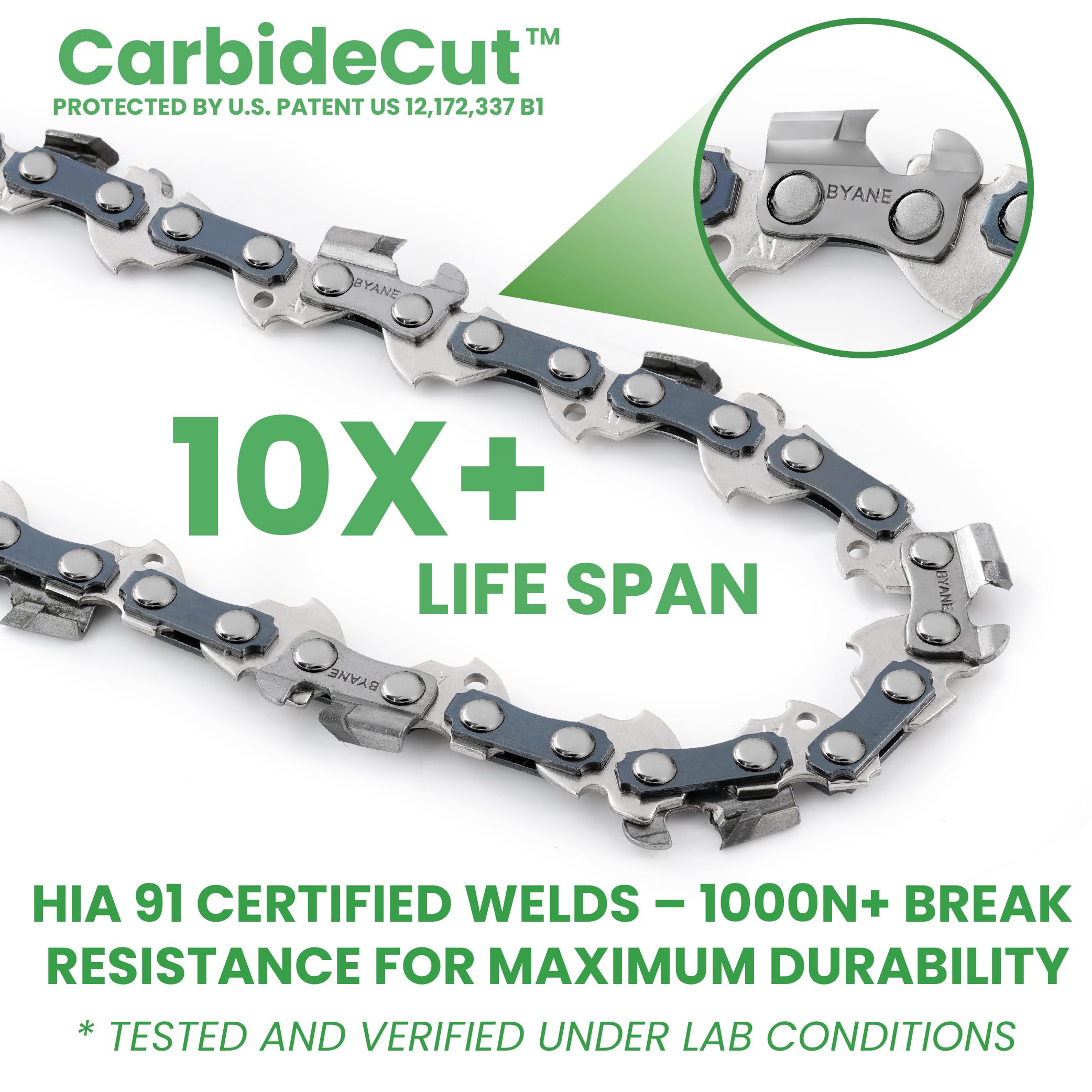 Byane chain installed on 24-inch bar demonstrating ready-to-cut performance
