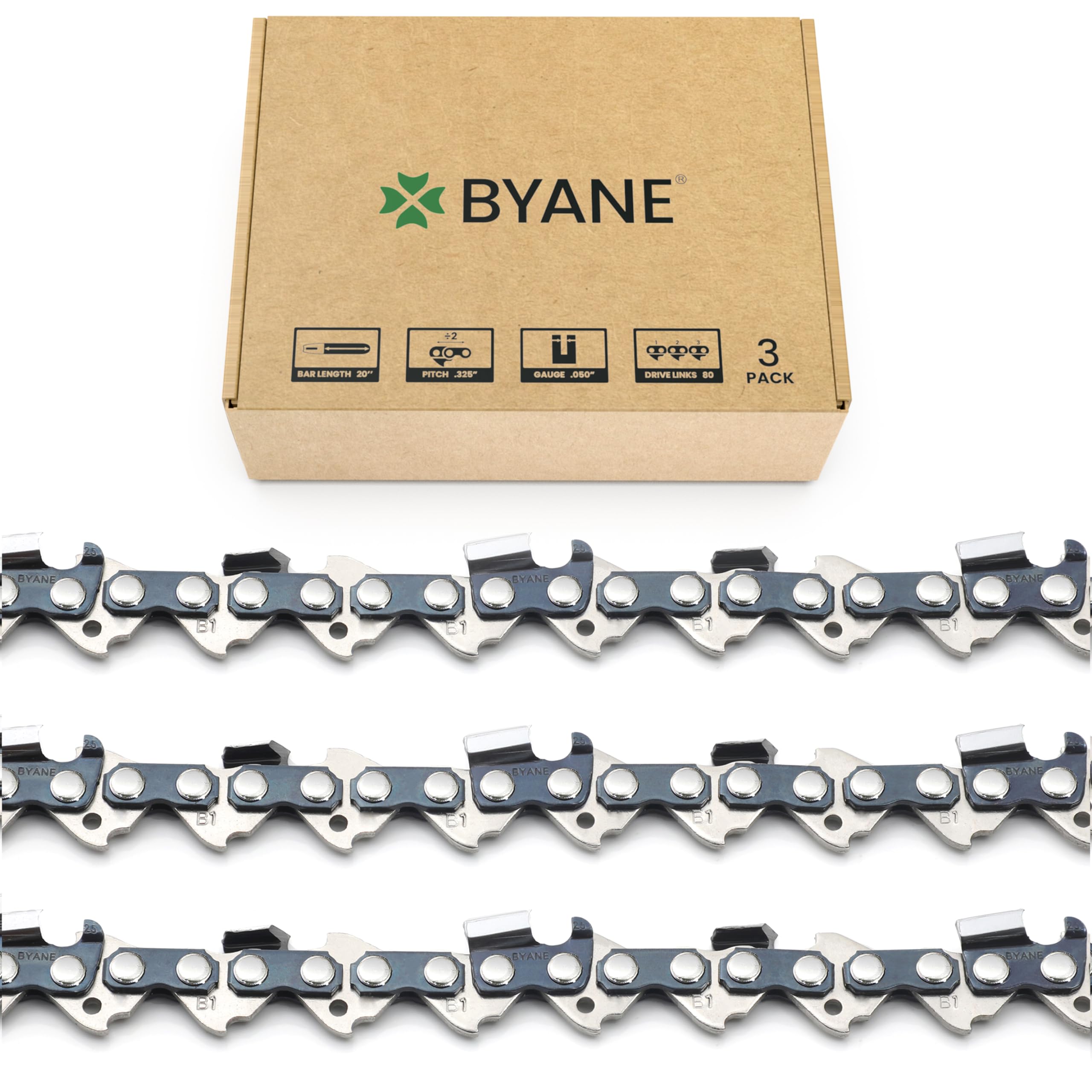 BYANE front packaging showing 20 inch chain and brand — clear product ID and fit