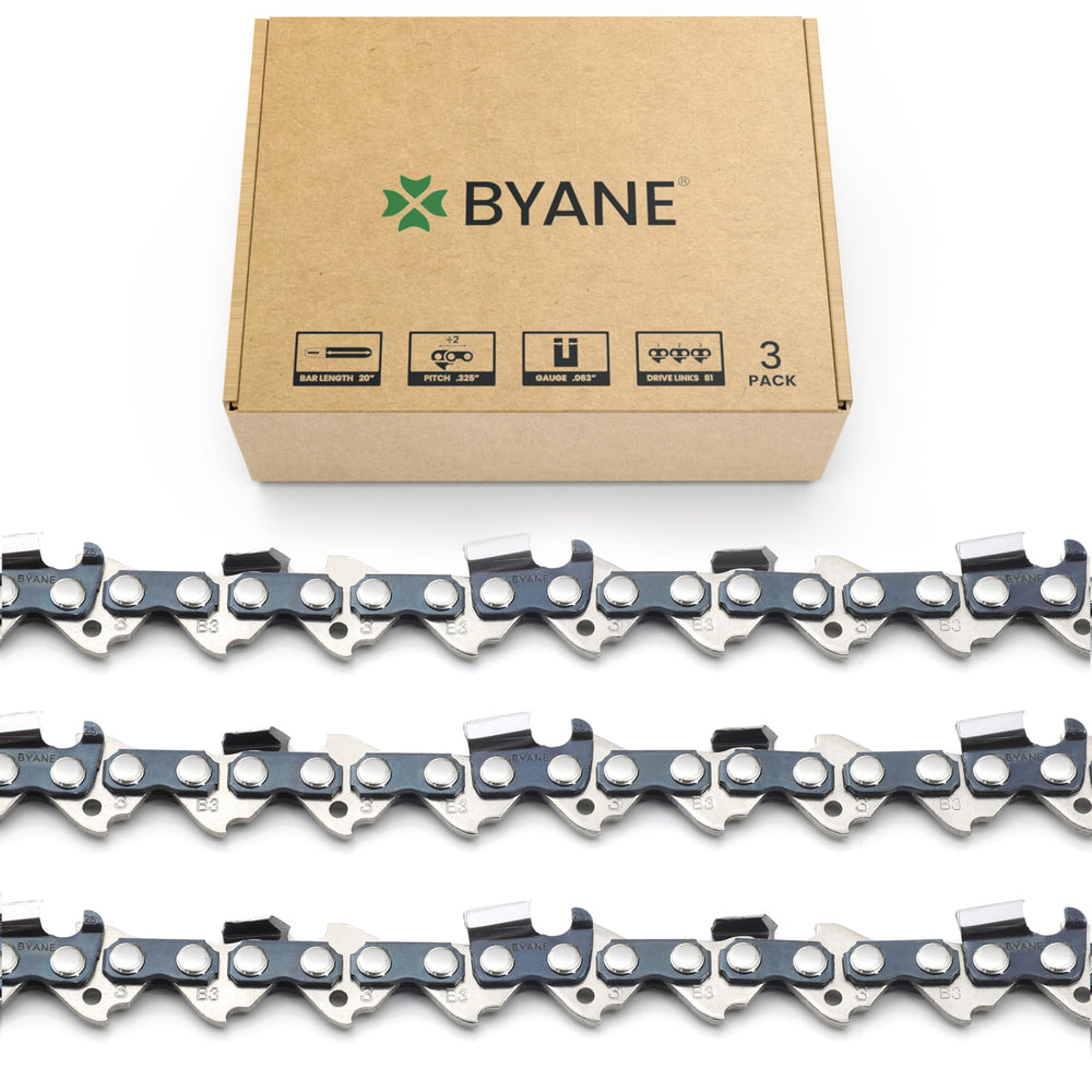 BYANE front packaging of 20 inch chain showing specs and benefit of clear labeling