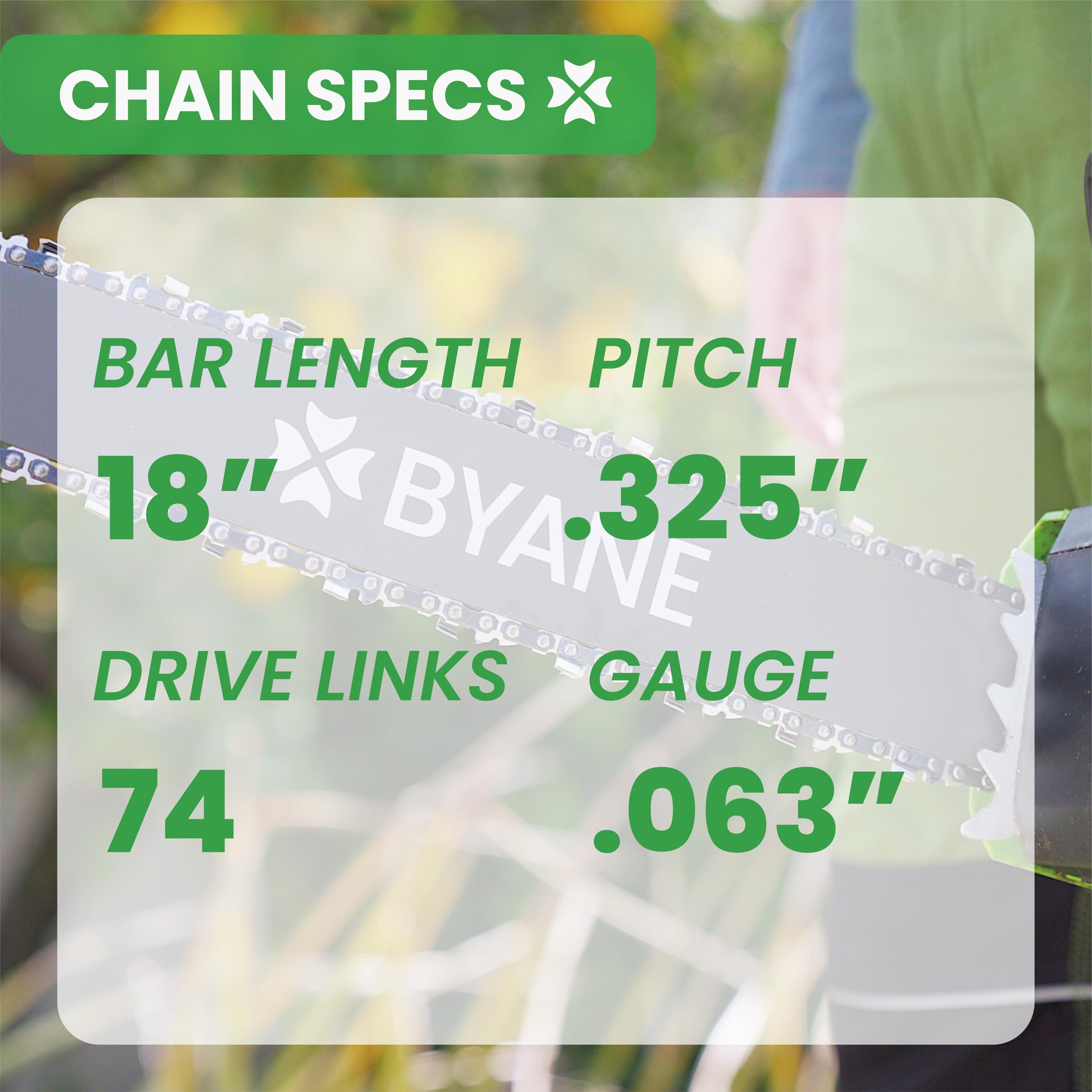 Byane guide bar close-up of sprocket nose showing durability advantage