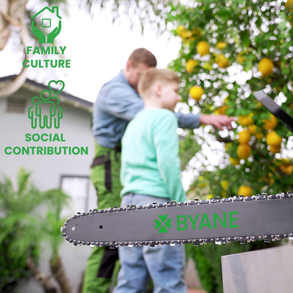 BYANE chain beside a ruler showing 20 inch length for quick size confirmation