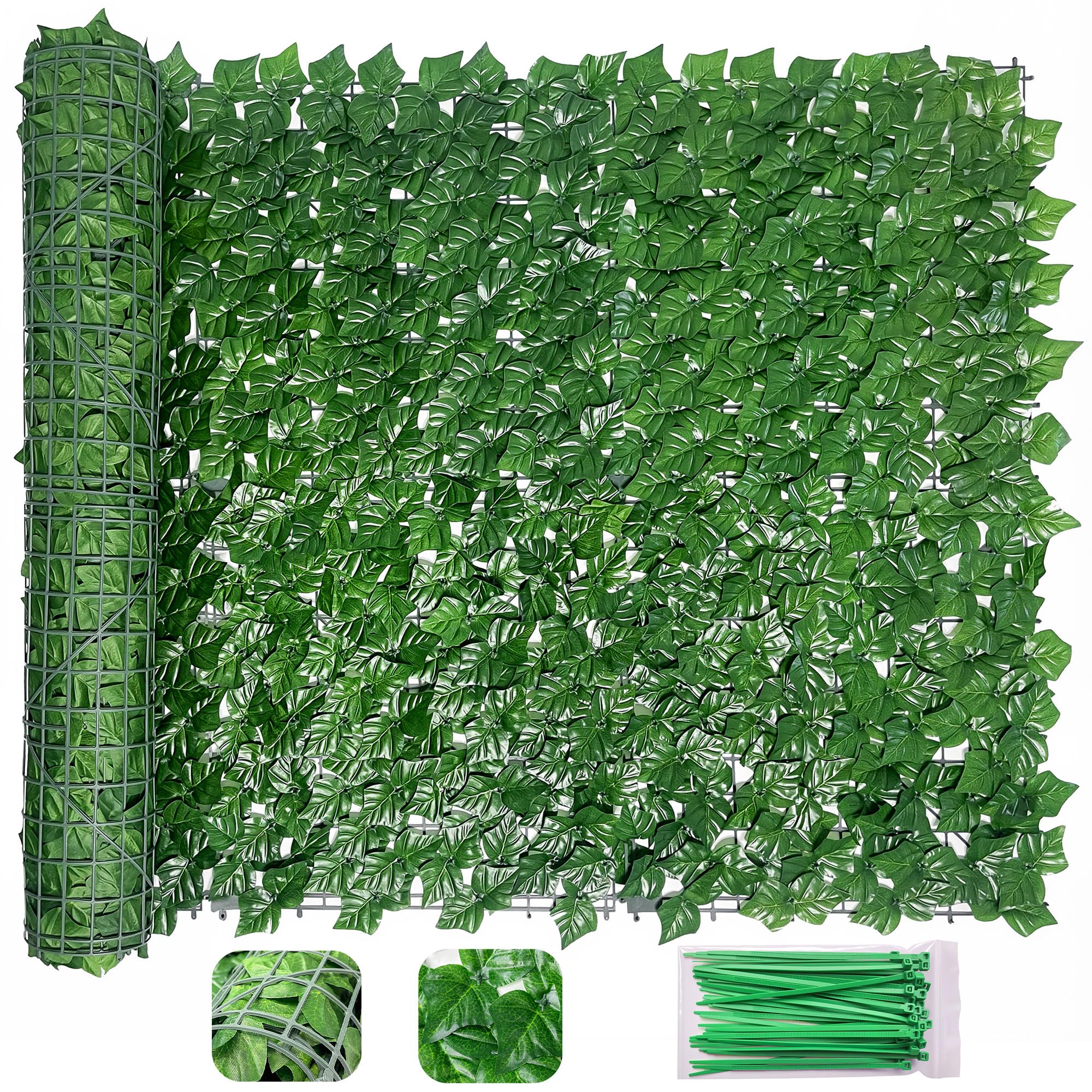 Bybeton front view full panel showing dense faux ivy for instant privacy