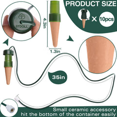 BYDOLL stake inserted in a potted plant showing hands-free watering while away