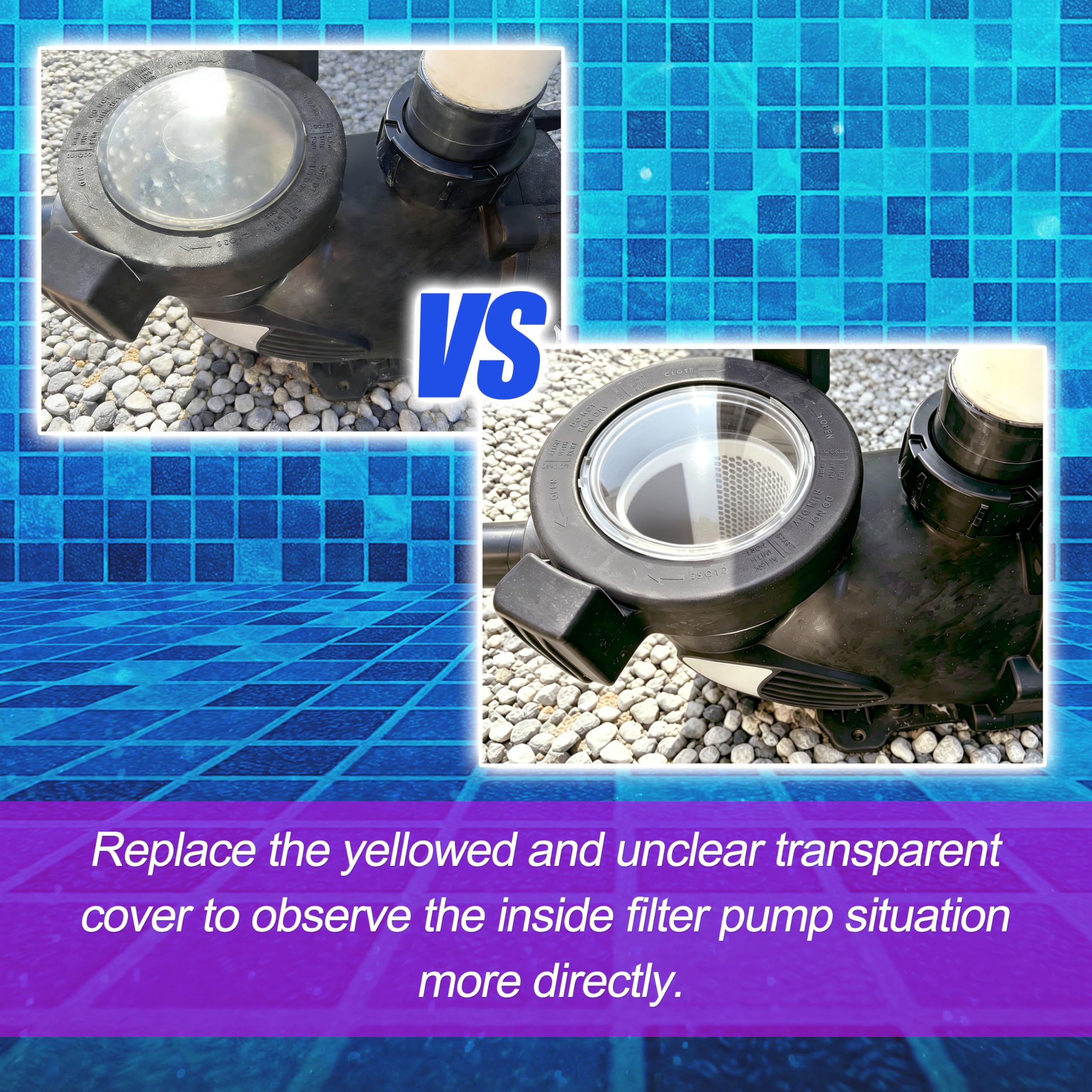 Byenins transparent lid revealing pump interior for quick visual flow checks